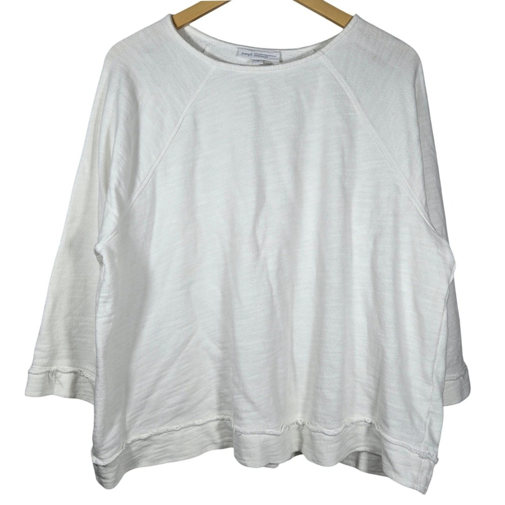 Pure Jill J. Jill White Organic Cotton Raglan Sweatshirt Medium KTP239001